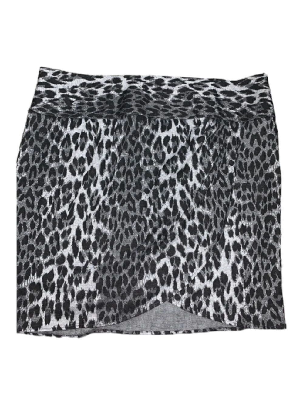 Lane Bryant Skirt Animal Print Faux Wrap Style Gray Black Plus Size 24